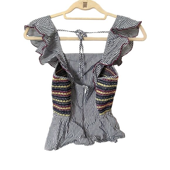 PARKER Striped Flutter Sleeve Blouse‎ Sz XXS - Picture 4 of 5